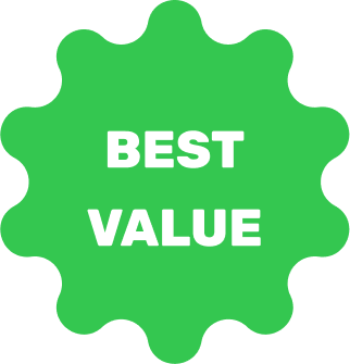 A green colored badge with white text